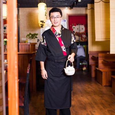 China Breathable Sushi Chef Uniform 3/4 Long Sleeve Hotel Japanese Restaurant Kitchen Chef Coat for sale