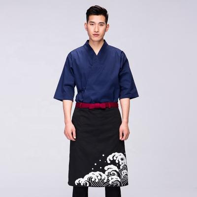 China Anti-wrinkle late night canteen uniform the sushi bar cook izakaya chef's uniform Fukuya Teppanyaki white uniform for sale