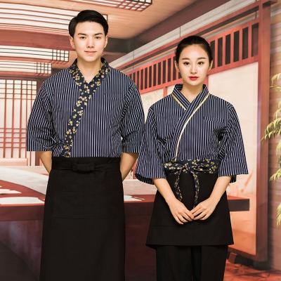 China 100% cotton breathable uniform for japanese restaurant waiter/waitress uniform sushi bar uniform classic design for sale