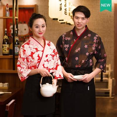 China Breathable Japanese kitchen waitresses work clothes women and hanfu slanted main entrance Japanese cherry blossom fanny hunt 2019 style new for sale