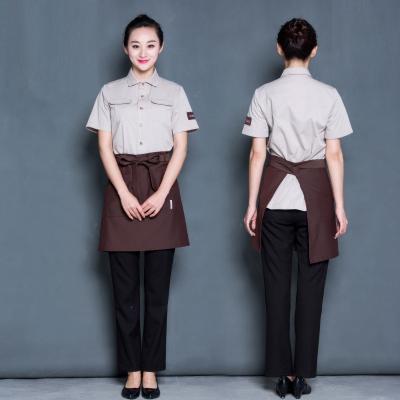 China restaurant & Fashionable Bar Hotel Restaurant Waiter And Waitress Design Uniform Jacket Shirt And Apron for sale