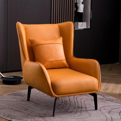 China Modern Design Recliner Living Room Tan Leather Single Seater Leisure Sofa Chair And Ottoman for sale