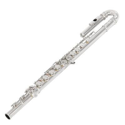 China Silver Plated Flute Musical Instrument Pipe Elbow Wholesale Kids Silver Plated Closed Holes C Tone Fiute Flute for sale