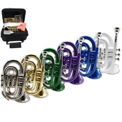 China Wholesale Gold Lacquer TP Bb Key Mini Trumpet /Pocket Colorful Gold Lacquer Trumpet for sale