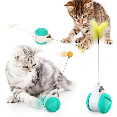 China 2021 Feathers Catnip Tumbler Cat Toy Pet Toy Set For Stocked Funny Interactive Cat for sale