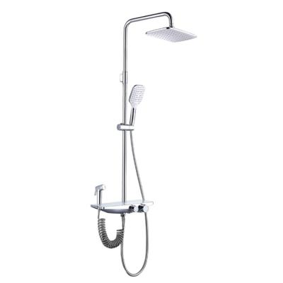 China Without Slide Bar Sanipro Stainless Steel Surface Polished Wall Mounted Rainfall Shower Heads Single Handle Shower Set for sale