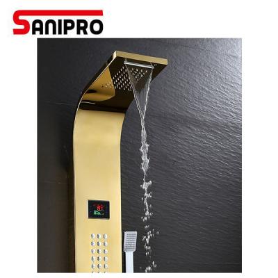 China Slide Bar Free Sanipro Mounted Wall Rain Shower Panel With Temperature Control Digital Display for sale