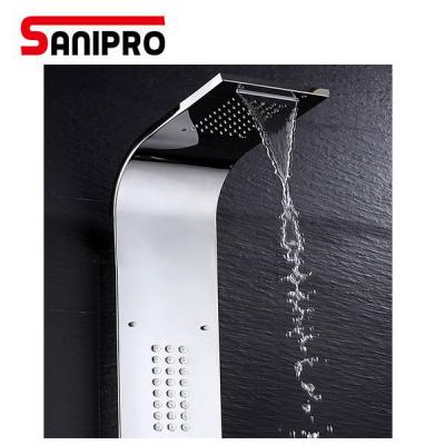 China Spray Free Sanipro Quality Slide Bar Best Support Functional Hydraulic Waterfall Shower System Massage Shower Panel for sale