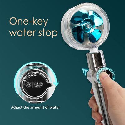 China With Diverter High Pressure Shower Head 360 Rotated Hand Held Showerhead With Fan Small Water Saving Rainfall Shower for sale