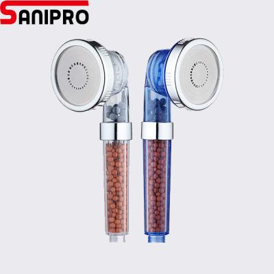 China With Diverter Sanipro 3 Modes Water Ion Filter Saving Handheld Shower Head With Ion Mineral Balls For Bath and Relax for sale