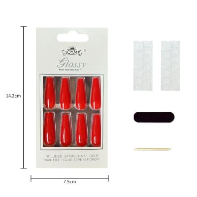 China Easy Apply 24pcs/box Gel Coating Design Shiny Charm Nail Tips Ballerina Long Press On Nail Tip Full Cover ABS Manicure Nail Tip for sale