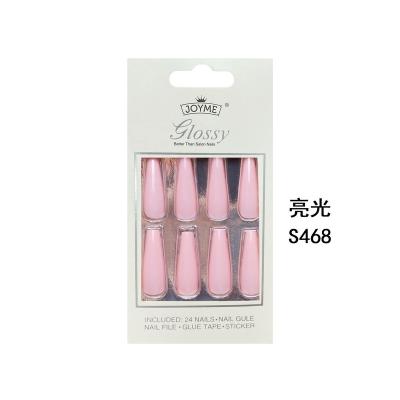 China Meaterial 24PCS/Box Custom Eco-Friendly Custom Solid Color Long False Coffin Ballerina Fake Press On Nails for sale