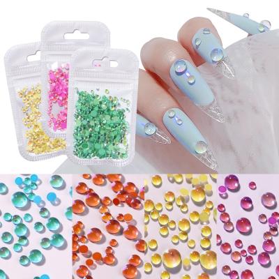 China Shape and Charm 300 Pcs Nail Art Mermaid Aurora Transparent Colorful Bead Nail Art Accessories Rhinestone Crystal Decoration DIY Flat Glass for sale