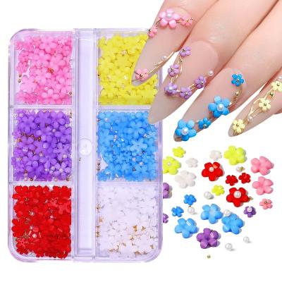 China 2022 New Arrival Box 1 6 Cell Resin Flower Heart Butterfly Nail Decoration Charm DIY Nail Art Box Nail Accessories for sale