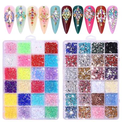 China Decorate Wholesale Flat Back Fluorescent Resin Art Diamond Diy Accessories For Nails Rhinestone ab Rhinestone Nail Art for sale