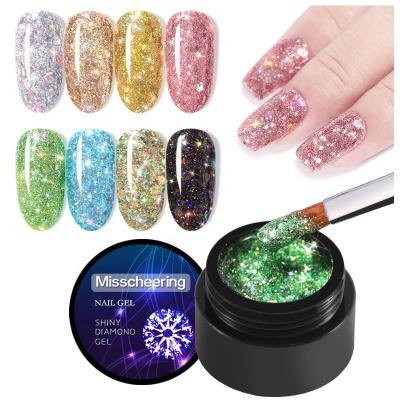 China Art Beauty New Glitter Nail Laser Diamond Gel Nail Polish Hybrid Decoration 5ml Shiny Instant UV Gel Nail Paint Glue Art Design Primer for sale