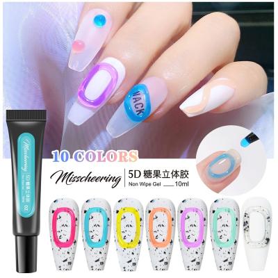 China Korea Eco-friendly Non-toxic Candy Color Hot Selling 5D Nail Polish Glue Candy Three-Dimensional Macaron Jelly No Wash Gel Nail Salon Store Dedicated for sale