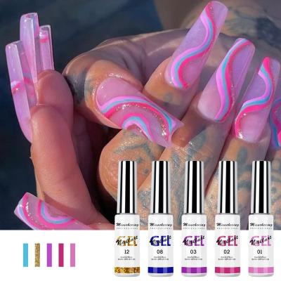 China Size Eco-friendly Non-Toxic Quality 12 Colors Drawing Gel Coating Polish Brush Set Spider UV Gel Polish for sale