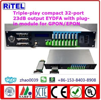 China 32 ports 20dBm output compact GPON/EPON EYDFA(PON EDFA)-32xx with plug-in module design for HUAWEI for sale