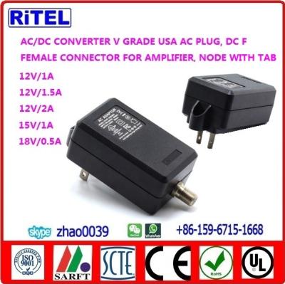 China 12V1A power adaptor, power supply for catv matv smatv drop amplifier,ftth optic node, cable modem, set top box for sale