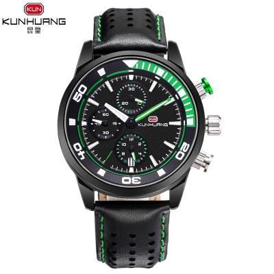 China Automatic date Kunhuang branded hand watch good quality cheap price solid skeleton quartz promotional watches for men for sale