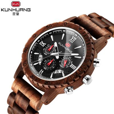 China Automatic Date Marked Luxury Unique Design Impressive Wood Watch Light Dial Chronograph Watch For Men for sale