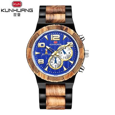 China Auto Date Top Selling Brand Watches Day/Date Feature Personality Wood Watches Men With Gift Boxes for sale