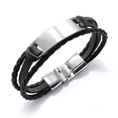 China European and American style fashionable men's simple multi-layer woven men's leather bracelet for sale