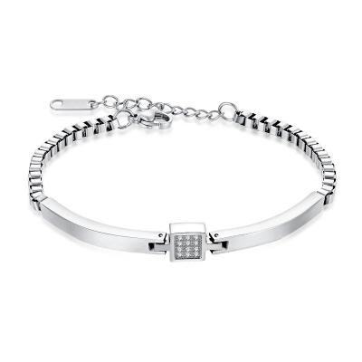 China Stock Hot Sale 316L Stainless Inlaid With Simple Zircon Women's Bracelet for sale