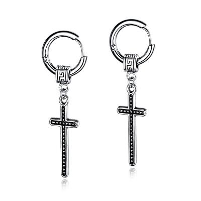 China Hot Sale 316L Stainless Steel Cross Hoop Earrings for sale