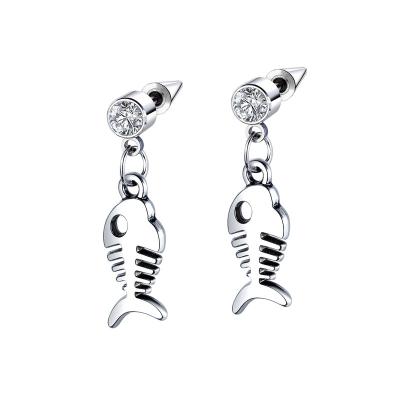 China Other Hot Selling 316L Stainless Steel Personalized Fishbone Stud Earrings From Amazon for sale