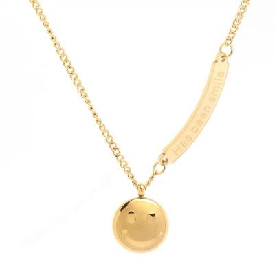 China Hot News Fashion 316L Sweet Series Stainless Steel Women's Smile Face Pendant Necklace for sale