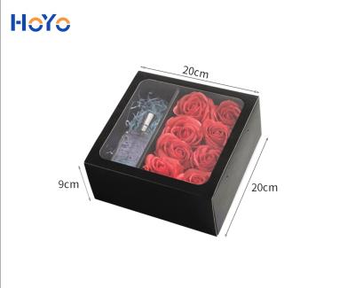 China Club Logo Luxury Pink Rose Packaging Custom Paper Cylinder Rigid Cardboard With Round Hat Tube Gift Flower Box for sale