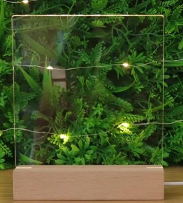 China Fast Delivery LED acrylic light up stand With Wooden Base NIght Lamp Decoration for sale