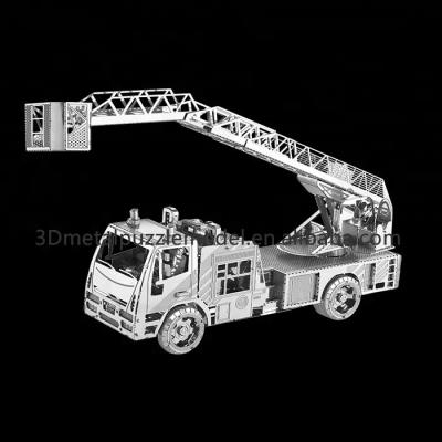 China Hot Sales 3D Metal Puzzle Ladder Model Steel Fire Engine Ladder Puzzle 3D Educational Toys for sale