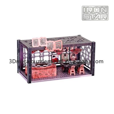 China 2019 Steel New Item Colorfed Sushi Shop Metal Educational Puzzle Toy 3D Creative Scale Model for sale