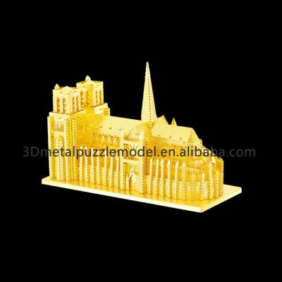 China World's Architecture Notre d'Or Dame Cathedral Adult DIY TOY Piece Fun Metal Puzzle Assemble Model Educational Toy NO GLUE NEEDED for sale