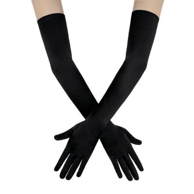 China ELBOW Qushine Bridal Gloves Longer Than Elbow Satin Wedding Gloves Sunscreen Cover Scars Party Gloves for sale