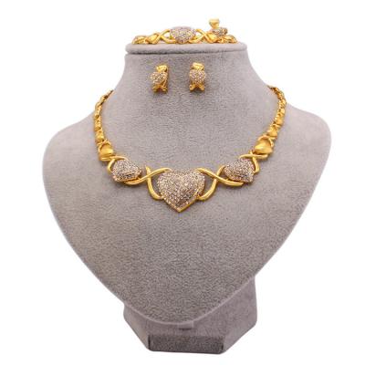 China Qushine FASHIONABLE New Arrival Bridal 24k Gold Plated Wholesale Jewelry Love Heart Jewelry Set for sale