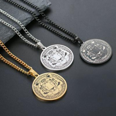 China Wholesale Punk Stainless Steel Rock Qushine Mens Animal Necklace Lion&Tiger&Bear&Wolf Head Chain Necklaces Hiphop for sale