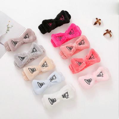 China Fashion Qushine Fashion Women Washing Face Makeup Headbands Bestselling Elastic Velvet OH MY GOD Headbands Butterfly for sale