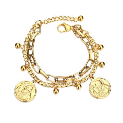 China Qushine Multi Styles Punk Gold Plated Women Bracelets Jewelry Wholesale Couple Stainless Steel Cuban Bracelet for sale