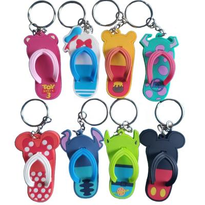 China Soft Feel Novelty Soft PVC Flip Flops Rubber Cartoon Gift Mini Beach Shoes Key Chain Slipper Key Chain for sale