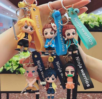 China Soft Feel Kimetsu No yaib Anime Figure Souvenir 3d Demon Slayer Character PVC Rubber Key Chain for sale