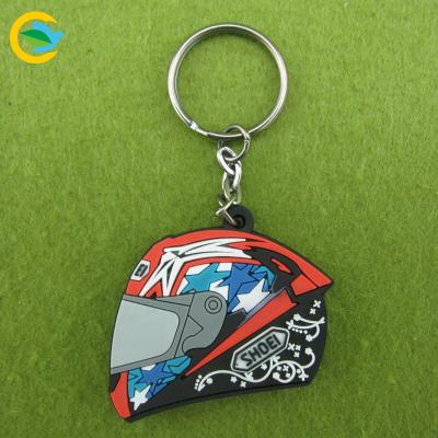 China Wholesale Soft Feel Factory Soft PVC Key Chain Logo 2D Flat Helmet Shaped Key Chain Activities Gift for sale