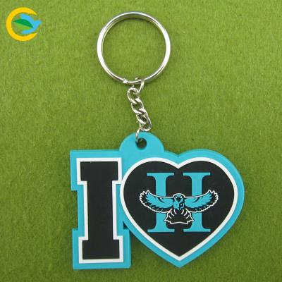 China Soft Feel Custom Design Sweet Key Chain Advertising Logo PVC Heart Shaped Key Holder for sale