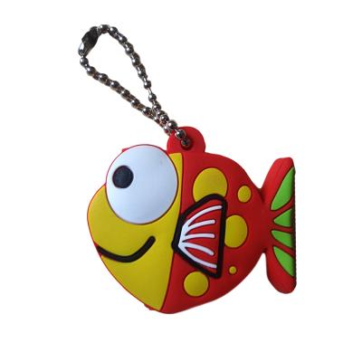 China High Quality Soft Feel Cheap Cute Cartoon PVC Custom Fish Shaped Key Cover Protector Case for sale