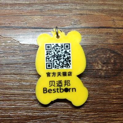 China Soft Feel Supply Schoolbag Bear Shape Key Chain QR Code Printing Premium Gifts PVC Soft Key Chain for sale