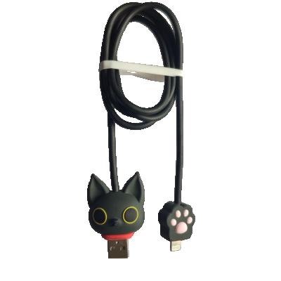 China Soft High Quality Cute Kitten Mobile Phone Fast Cute Cartoon Data Adapter Feel Connector Charging Left Charging for sale