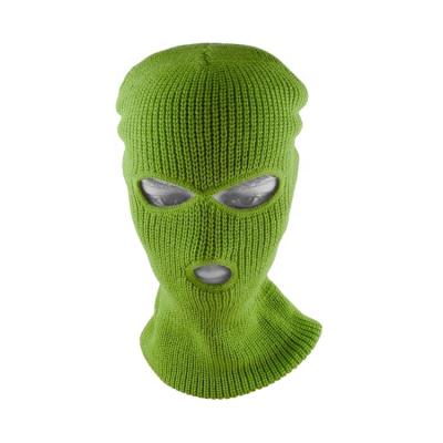 China COMMON Wholesale Acrylic Knit 3 Hole Balaclava Skullcap Green Ski Mask Knitted Hat For Winter for sale